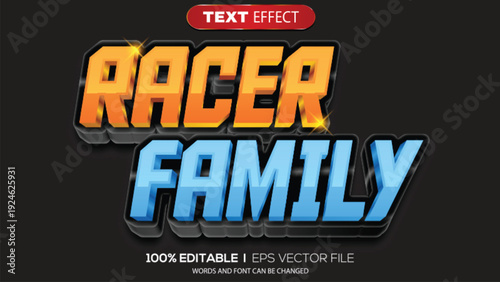 3d text effect racer family theme