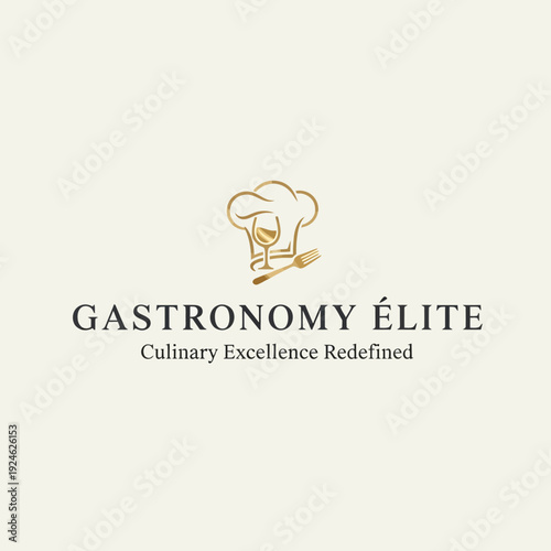 Chef Hat Logo Gastronomy Elite Culinary Excellence.