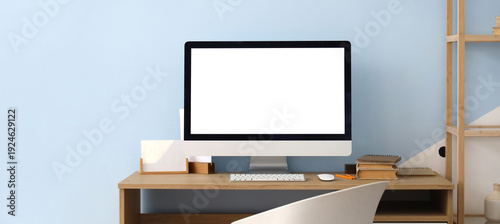 Workplace with modern compu...