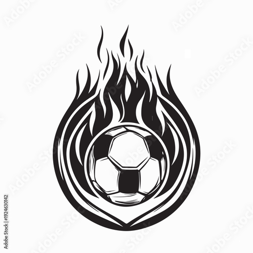 Fire Soccer Ball Flame Football Emblem Sport Game Team Logo Vector
