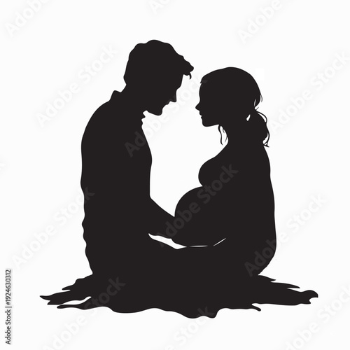 Partner Gives Love To Pregnant Partner Couple Family Logo Illustration Vector