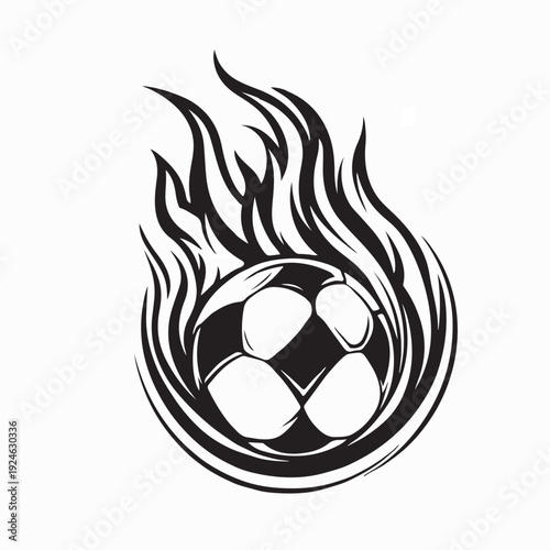 Fire Soccer Ball Flame Football Emblem Sport Game Team Logo Vector