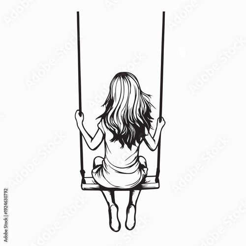 Little Girl Enjoying Swing Vector Illustration Cute Childhood Moment