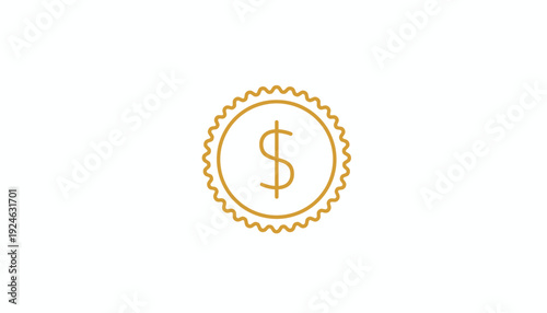 Golden Coin with Dollar Sign Icon, Symbol of Finance, Wealth, and Investment
