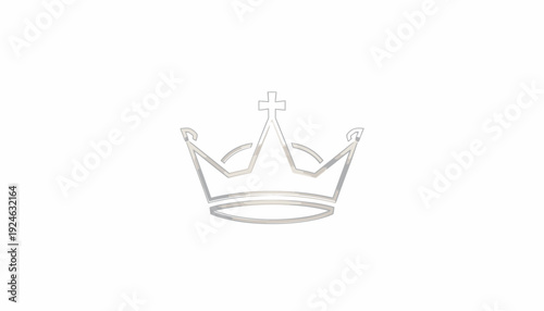Elegant Silver Crown with Cross Icon, Symbol of Royalty, Faith, and Power