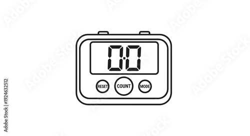Digital Counter Device with Buttons and LCD Screen, Simple Line Art Icon