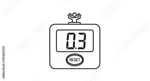 Digital Counter Device with Reset Button and Display Showing 0.3