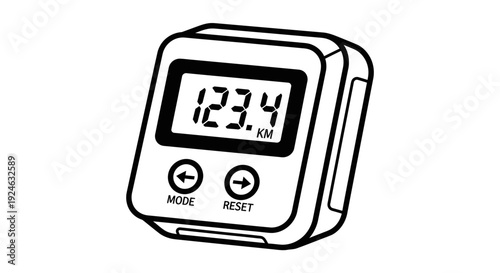 Digital Odometer Displaying 123.4 KM with Mode and Reset Buttons