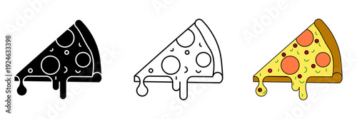 Pizza set icon on white background