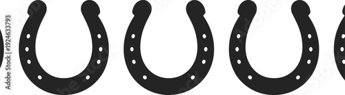 Horseshoe silhouette set lucky symbol black metal shoe icon collection isolated on white vector illustration