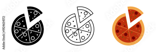Pizza set icon on white background