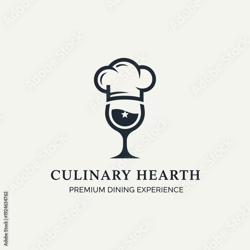 Chef Hat Wine Glass Logo Design.