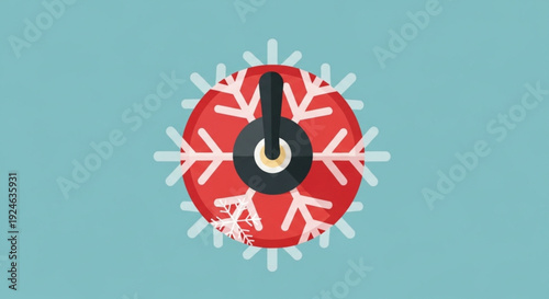 Snowflake with thermometer on red background indicating cold weather conditions