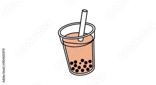 Bubble Tea Drink, Tapioca Pearls, Sweet Beverage, Refreshing Drink, Summer Drink, Cute Illustration