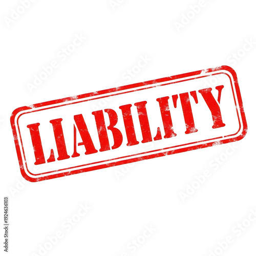 Red liability stamp isolated on transparent background