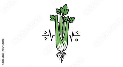Celery Stalk with Heartbeat Line - Healthy Food, Organic Nutrition, Diet Concept