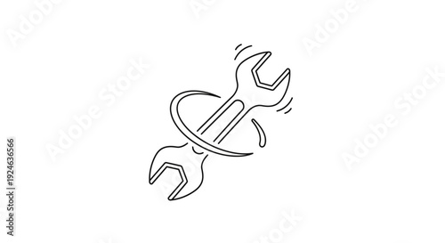 Wrench Icon Rotating and Spinning, Mechanical Repair Service, Tool Maintenance