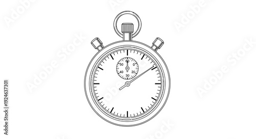 Vintage Stopwatch Illustration - Classic Timekeeping Device Outline