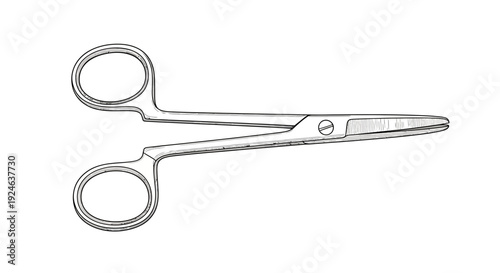 Surgical Scissors Illustration - Medical Instrument Drawing