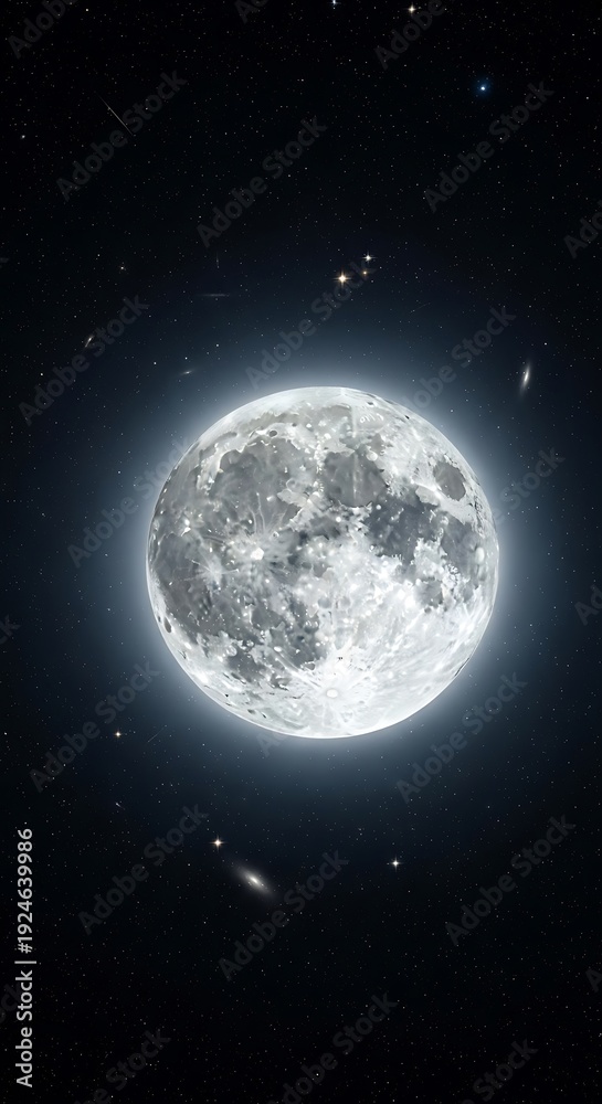 Fototapeta premium Detailed Lunar Surface - A Captivating View of the Moon in Space.