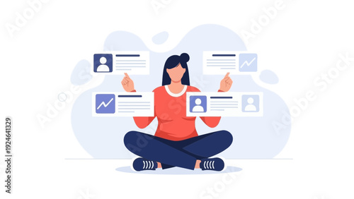 Woman choosing between options, career path, decision making, survey, choices