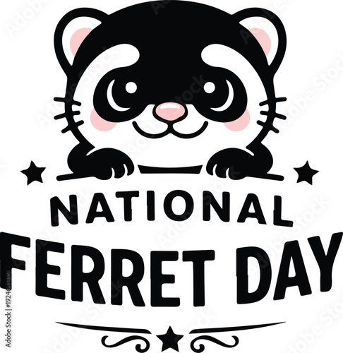 Cute ferret celebrating National Ferret Day with cheerful expression