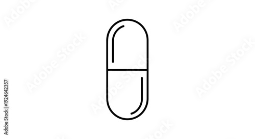Single Pill Capsule Icon, Medical Health Care Symbol, Minimalist Design