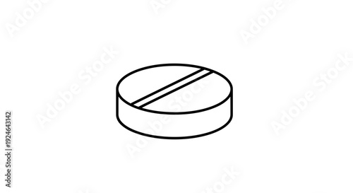 Simple Line Drawing of a Round Pill with a Score Line