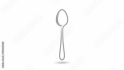 Simple Line Drawing of a Spoon on a White Background
