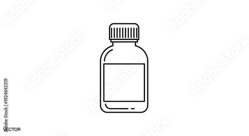Simple Line Icon of a Medicine Bottle with Blank Label