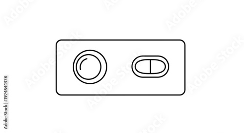 Simple Line Art Icon of a Round Button and Oval Switch on White Background