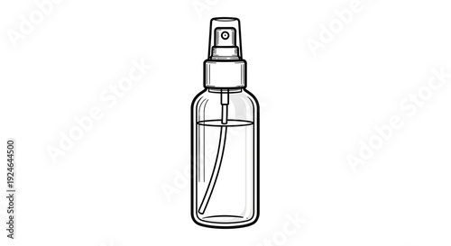 Simple Line Art Illustration of a Spray Bottle with Liquid