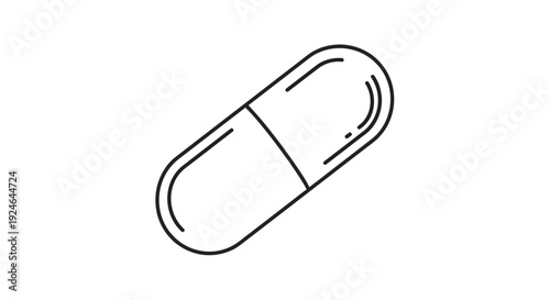 Simple line drawing of a capsule pill, medical healthcare concept