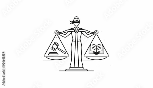 Scales of Justice with Gavel and Open Book, Symbolizing Law and Knowledge