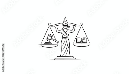 Scales of Justice with Gavel and Book, Symbolizing Law and Legal System