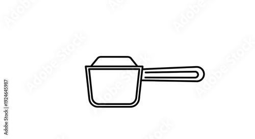 Scoop with Powder, Isolated on White Background, Line Art Icon