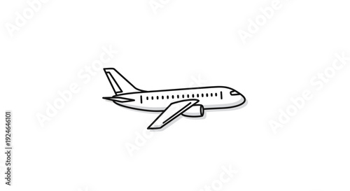 Simple Airplane Icon, Doodle Style - Isolated on White Background