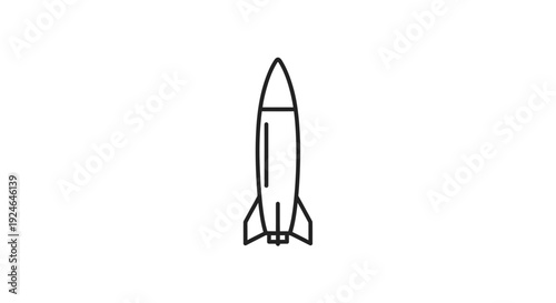 Simple black outline icon of a rocket ship on a white background, symbolizing space travel and innovation.