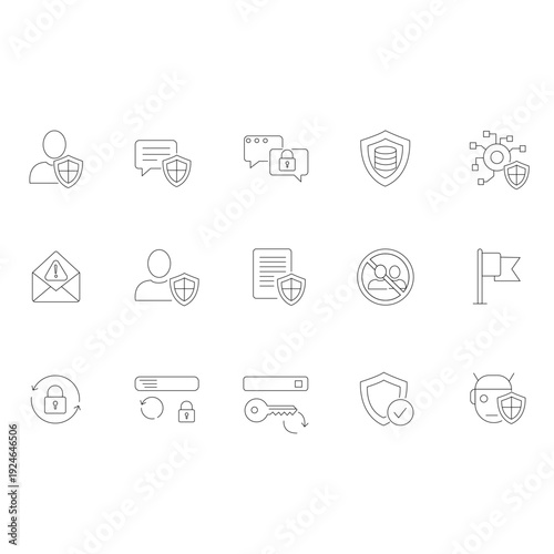 Social Media Security and Privacy icon set