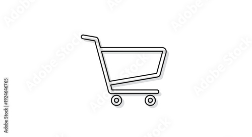 Simple shopping cart icon outline on white background, e-commerce symbol