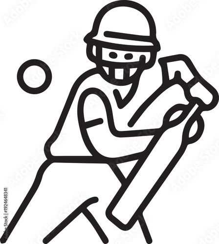 A drawing style icon showing a cricket batsman