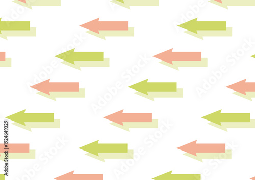 【背景透過】左方向に進むピンクと黄緑の矢印が規則正しく並んでいるデザイン
