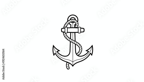 Nautical Anchor with Rope Illustration - Vintage Marine Symbol