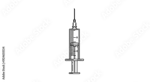 Medical Syringe with Needle, Healthcare and Vaccination Concept, Isolated on White Background