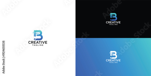 technology logo vector. B initial logo design