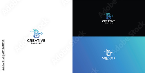 technology logo vector. B initial logo design