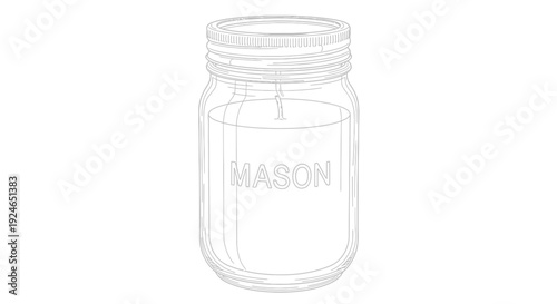 Handmade Mason Jar Candle Outline Drawing, Cozy Home Decor, DIY Craft, Minimalist Style