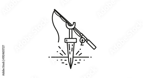 Fishing Rod Holder Stuck in Ground for Outdoor Fishing Activity