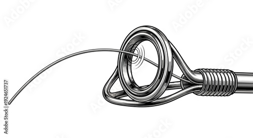 Fishing Rod Tip with Line and Guide - Close-up Illustration