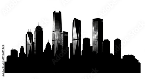 City skyline silhouette with modern skyscrapers